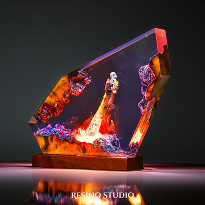 Mando & Grogu Resin Lamp, Wood Resin Lamp