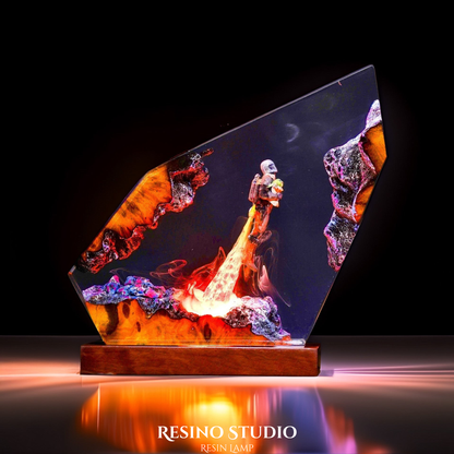 Mando & Grogu Resin Lamp, Wood Resin Lamp