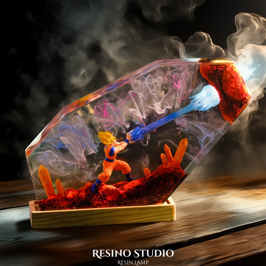Goku Kamehameha Resin Lamp, Wood Resin Lamp