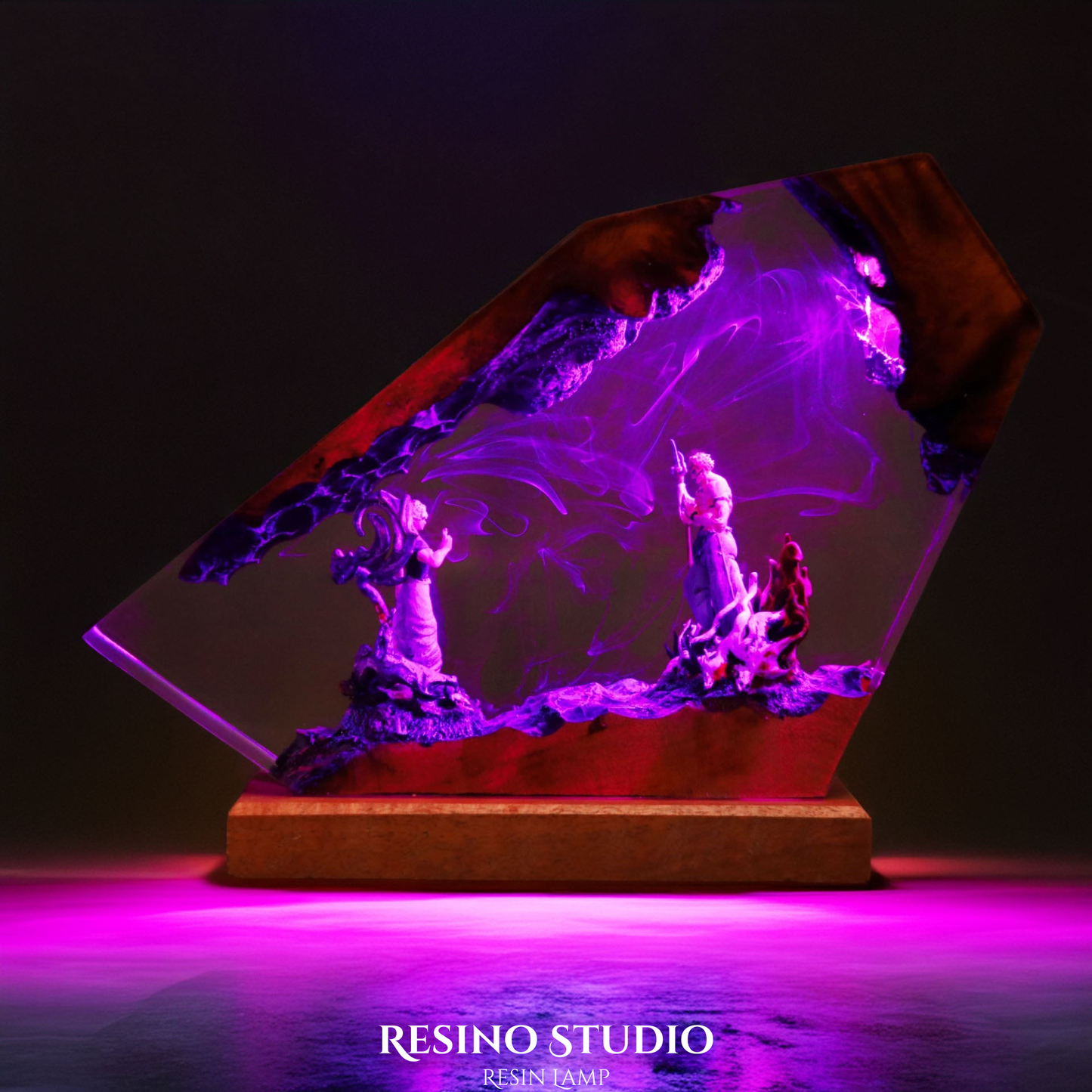Gojo vs Sukuna Resin Lamp, Wood Resin Lamp