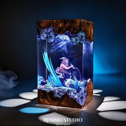 Inosuke Resin Lamp V2, Wood Resin Lamp