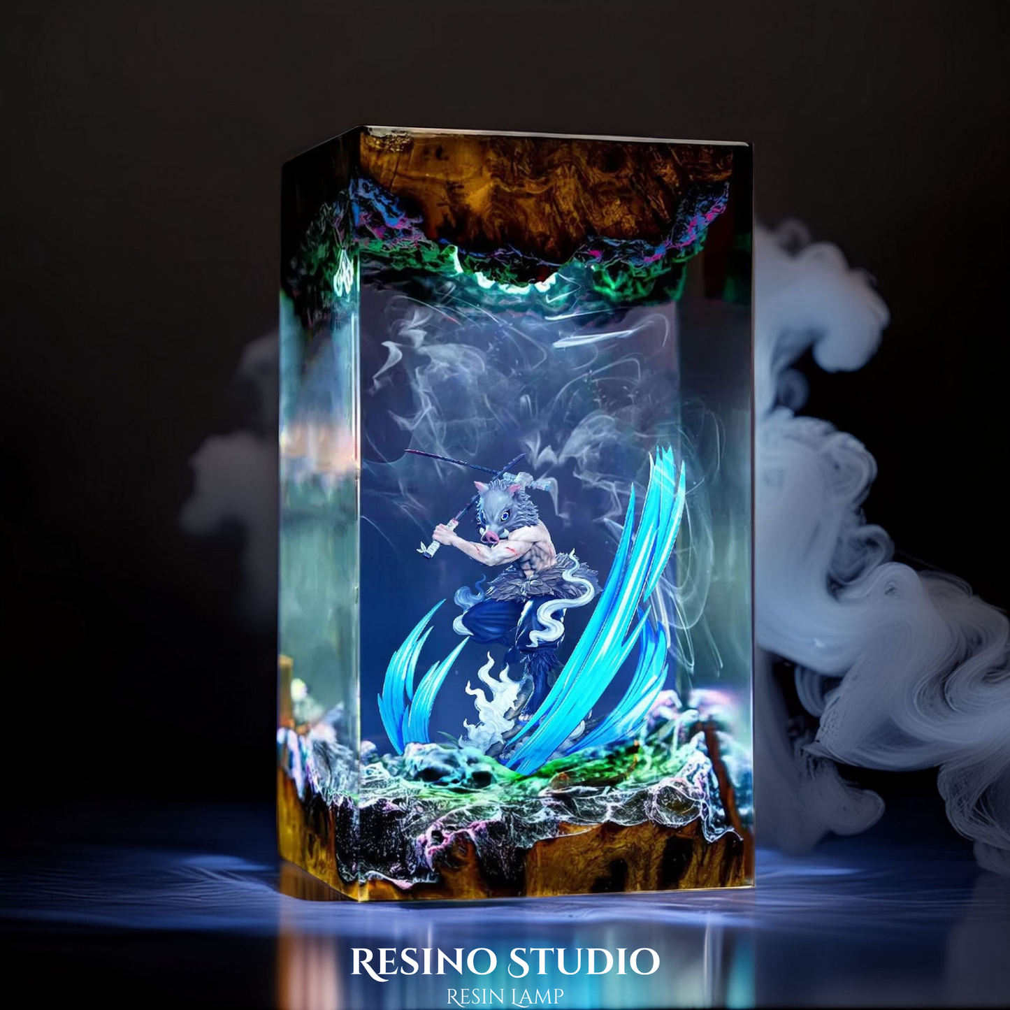 Inosuke Resin Lamp V2, Wood Resin Lamp