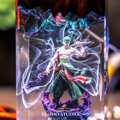 Roronoa Zoro Resin Lamp V2, Handmade Anime Lamp