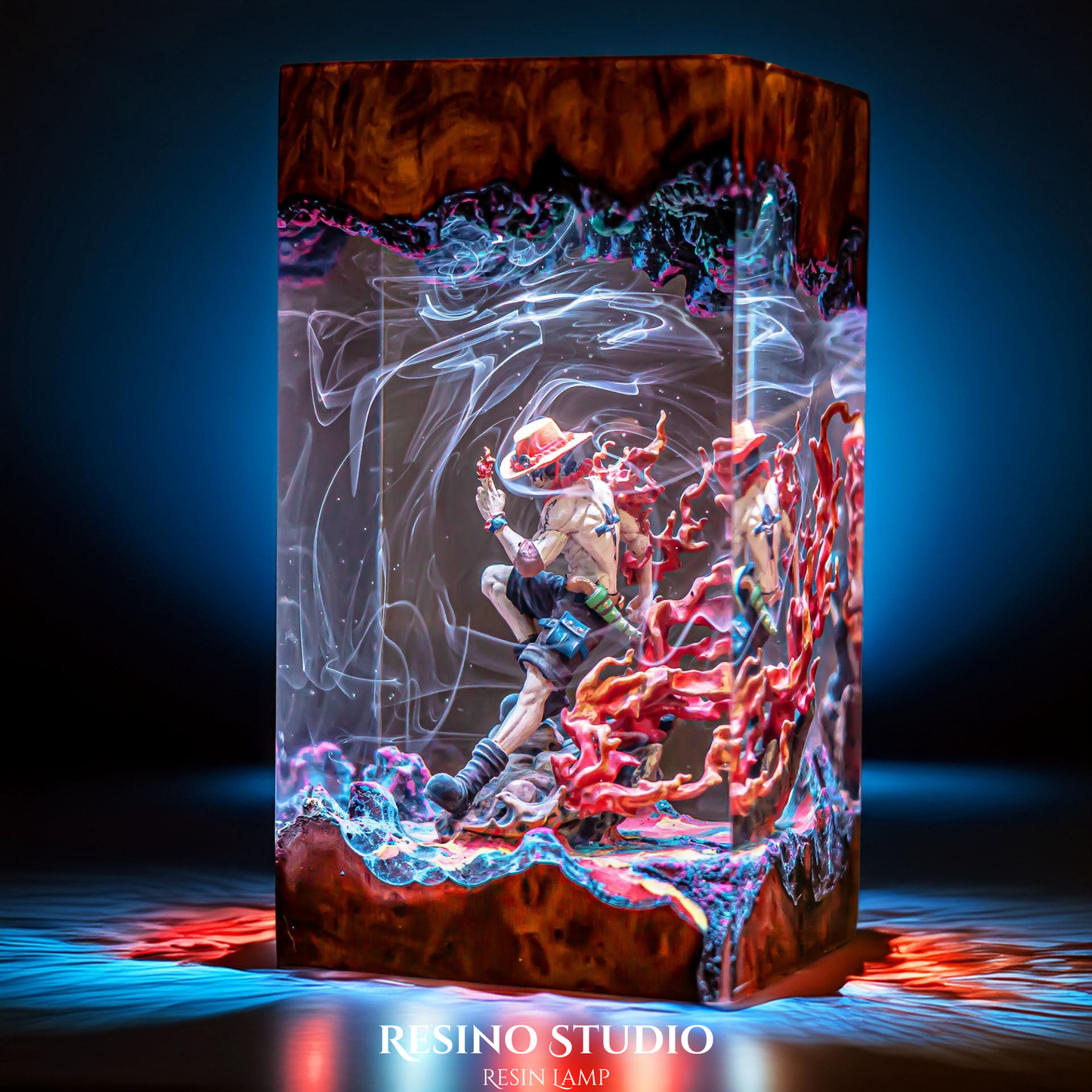 Portgas D Ace Resin Lamp, One Piece Resin Lamp