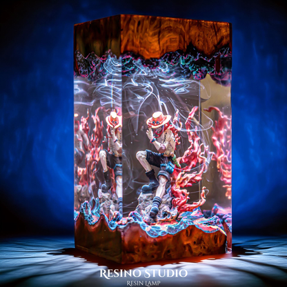 Portgas D Ace Resin Lamp, One Piece Resin Lamp
