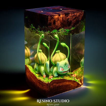 Bulbasaur Resin Lamp, Handmade Anime Lamp