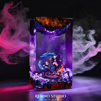 Tanjiro & Nezuko Resin Lamp V2, Anime LED Night Light