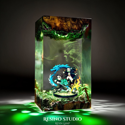 Tanjiro & Nezuko Resin Lamp V2, Anime LED Night Light