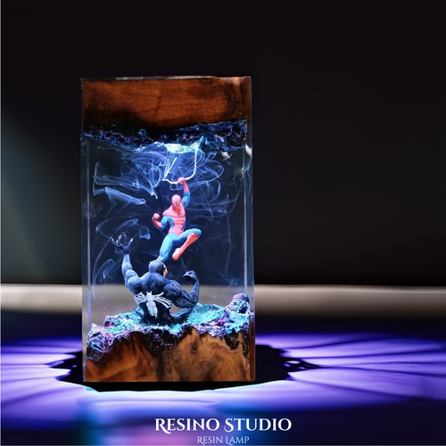 Spider-Man vs Venom Resin Lamp, Superhero Resin Lamp