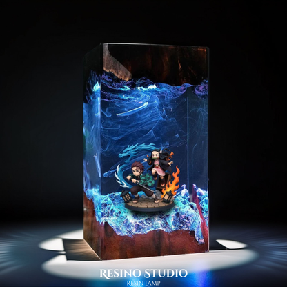 Tanjiro & Nezuko Resin Lamp V2, Anime LED Night Light