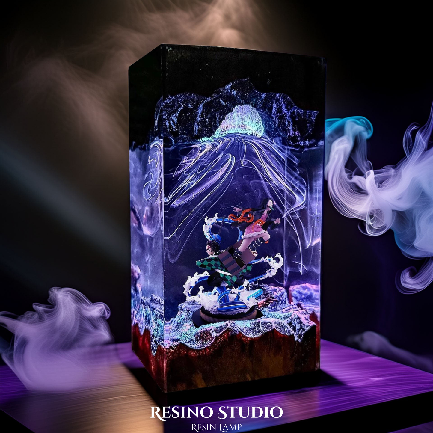 Tanjiro & Nezuko Resin Lamp V4, Room Decor Gift for Fans