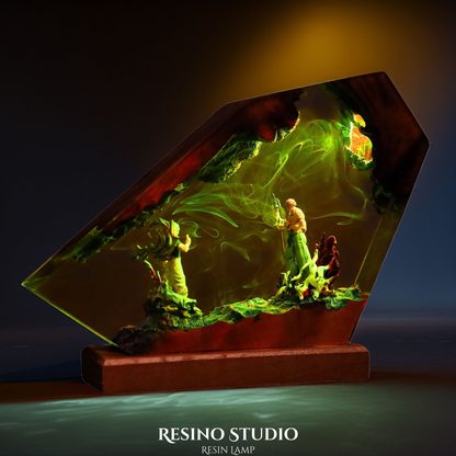 Gojo vs Sukuna Resin Lamp, Wood Resin Lamp