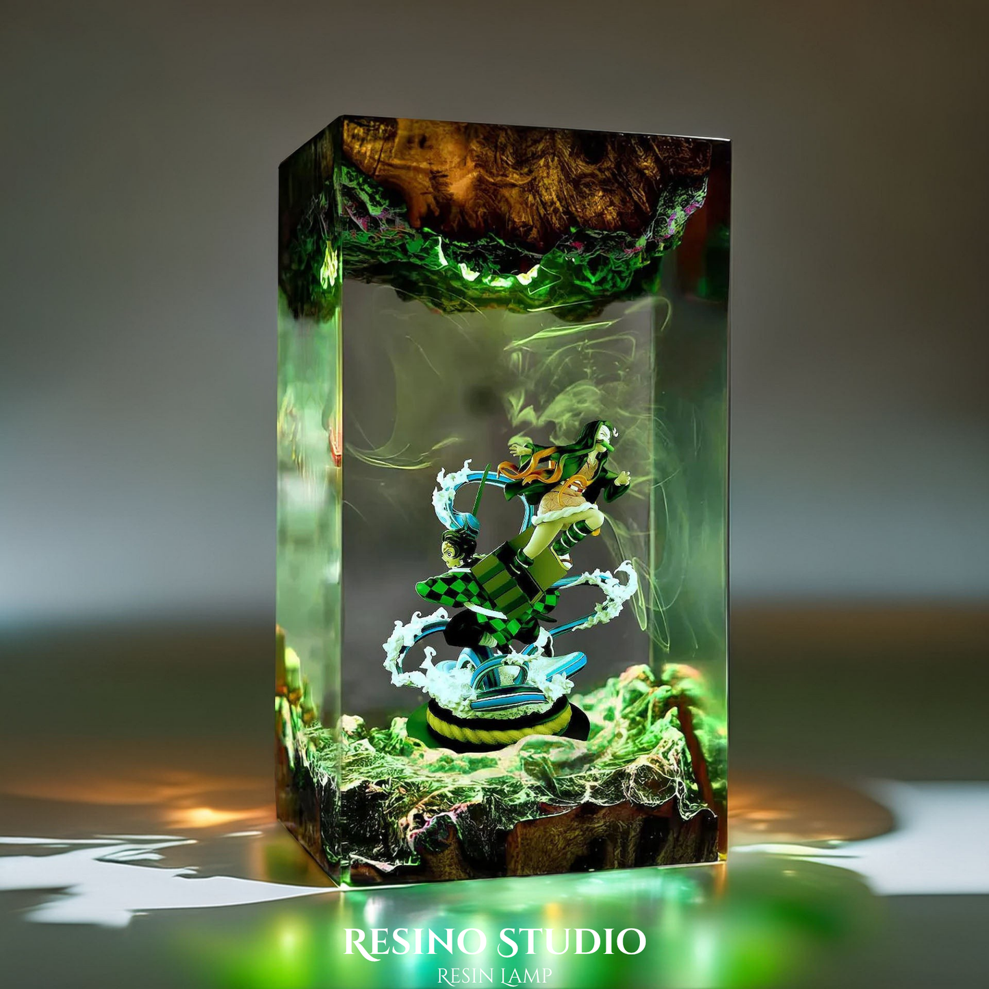 Tanjiro & Nezuko Resin Lamp V4, Room Decor Gift for Fans