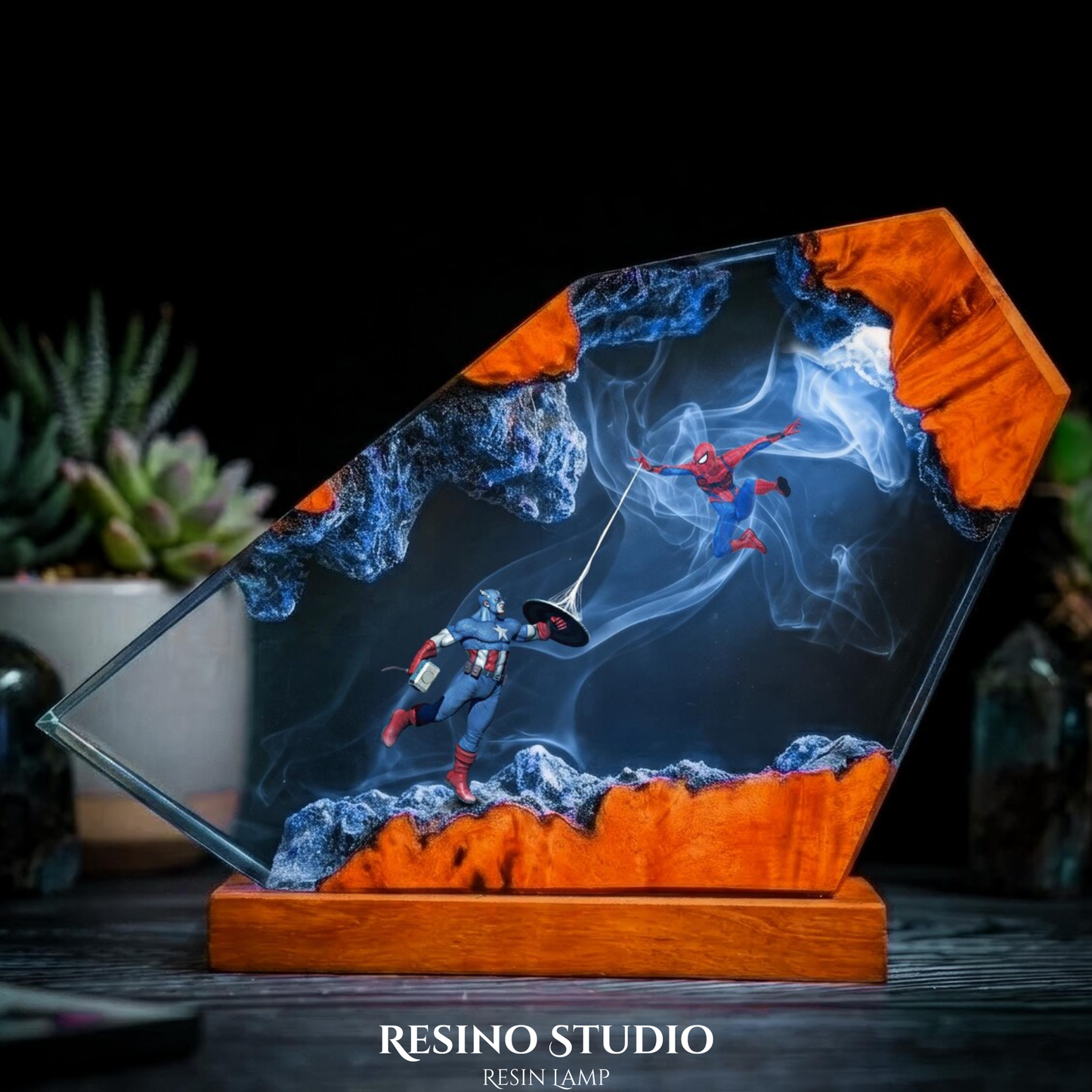 Spider-Man vs Captain Resin Lamp, Marvel Night Light