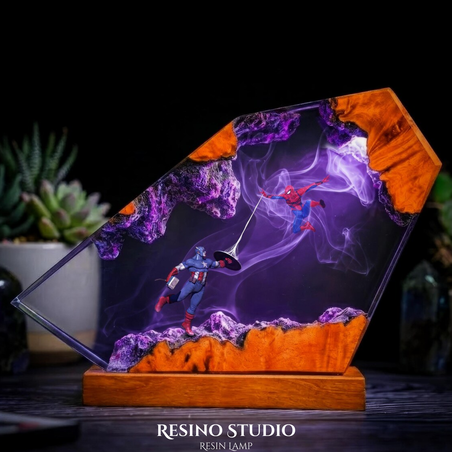 Spider-Man vs Captain Resin Lamp, Marvel Night Light