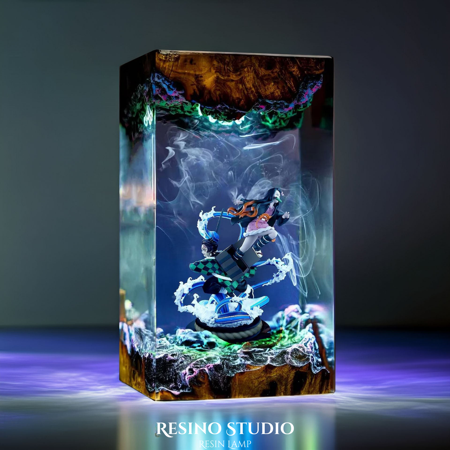 Tanjiro & Nezuko Resin Lamp V4, Room Decor Gift for Fans