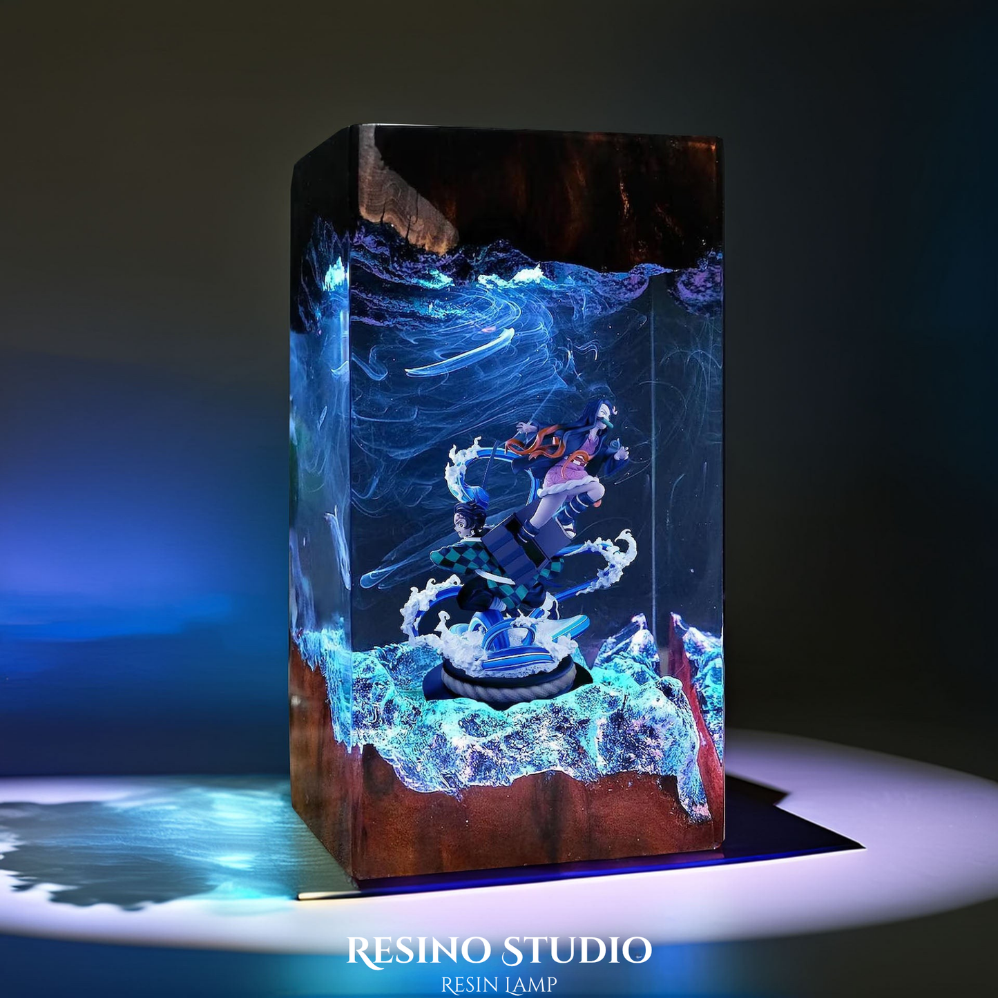 Tanjiro & Nezuko Resin Lamp V4, Room Decor Gift for Fans