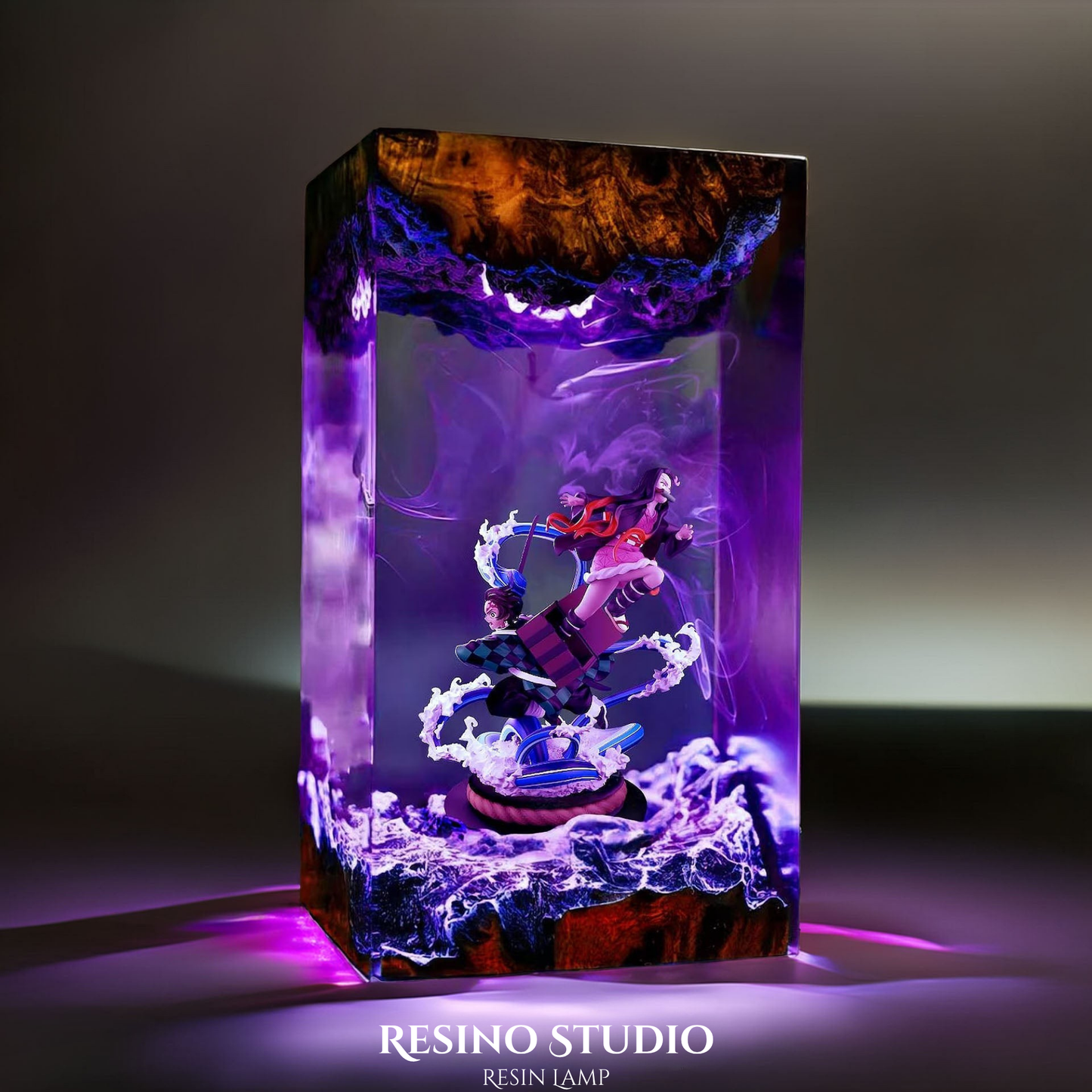 Tanjiro & Nezuko Resin Lamp V4, Room Decor Gift for Fans