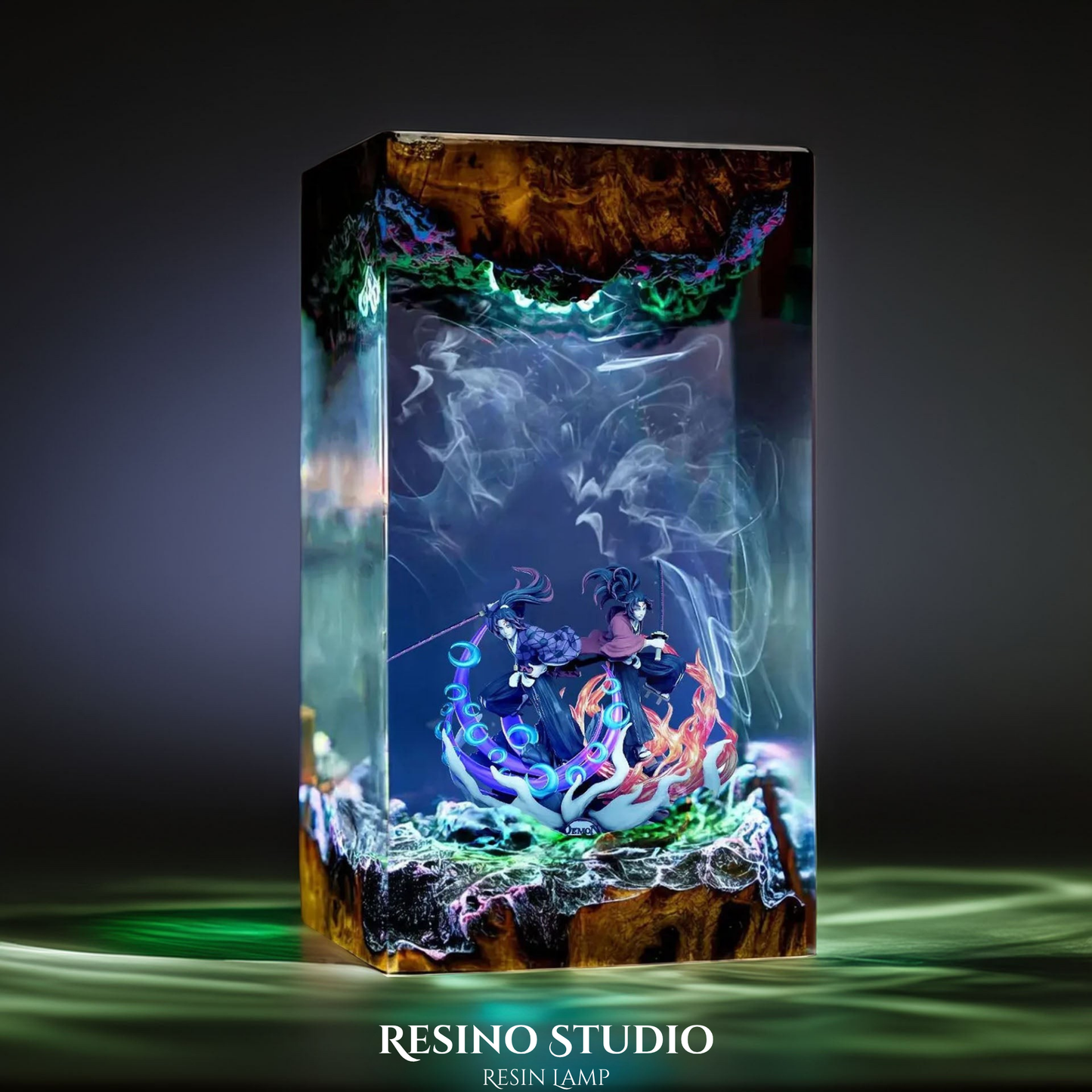 Kokushibo & Yoriichi Resin Lamp, Wooden Epoxy Lamp